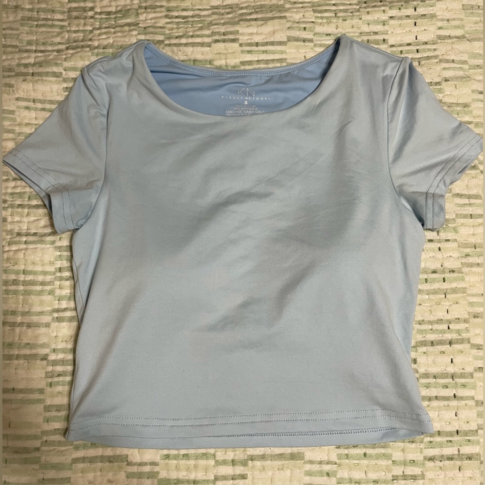 Light Blue Women's Top With Built In Bra